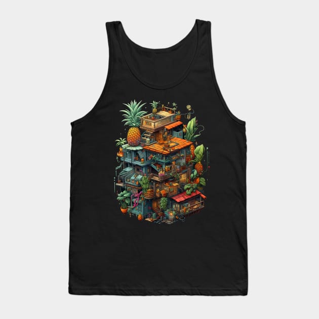 Crazy Pineaple Dream House Cool Isometric Game design Tank Top by MarikoArt